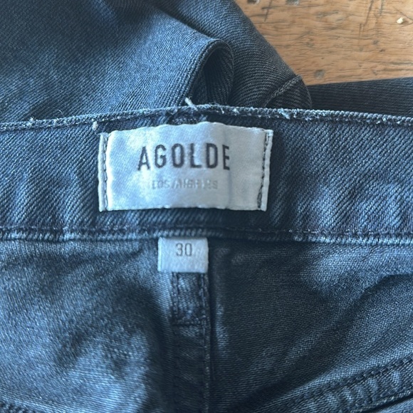 AGOLDE Toni raw Hem Slim Straight Mid Rise Jean Feral Black 30 - Picture 5 of 11